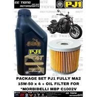 PACKAGE SET - PJ1 FULLY MA + ESTER 15W-50 / 10W-40 ENGINE OIL 1L x 4 + OIL FILTER FOR MORBIDELLI MBP