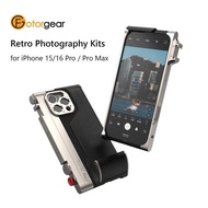 Fotorgear Retro Phone Case with Cold Shoe T-mount Lens & Filter Adapter for iPhone 15 16 Pro/ Pro Ma