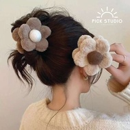 🇸🇬 Cute Furry Claw Clip Fur Hair Clip Flower Shape Hair Clip