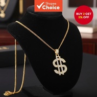 Men's Hip Hop Gold Dollar Sign Pendant Necklace with Diamond Fashion Jewelry