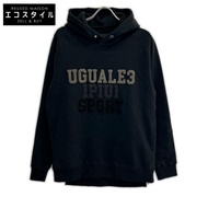 12 Più Uno Uguale Tre 【SPORT】CM055-MN01 สีดำ CLASSIC SWEAT SIDE ZIP PO PARKA ซิปด้านข้าง Parka Hoodi