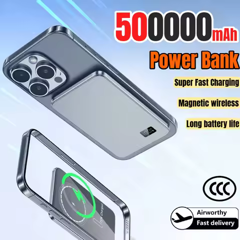 Magnetic Wireless Power Bank 500000mAh High Capacity Powerbank Super Fast Charging External Portable