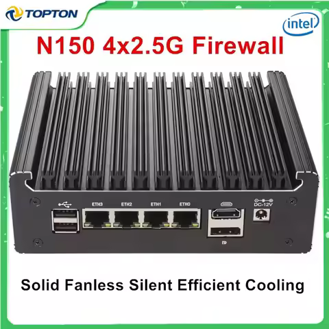 NEW Solid Fanless Firewall Mini PC Intel N150 N95 Pentium 6405U 4417U 4x2.5G LANs Home Server DDR4 N