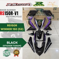 RAPIDO Coverset Honda Rs150r V1 V2 V3 Winner 150 (52) Black White Body Cover ( Sticker Tanam ) Siap 
