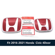 2Pc Red H Front Rear Emblem Badge Fit 2016-2021 Honda CIVIC SEDAN 4DR JDM