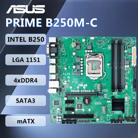 ASUS PRIME B250M-C Motherboard mATX Intel B250 LGA1151 DDR4 HDMI DP DVI-D VGA for 6/7th Intel Core i