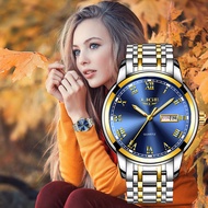 LIGE Couple Watch Gold Blue Watch Women Quartz Watches Ladies Top Brand Luxury Female WristWatch Girl Clock Relogio Feminino Box