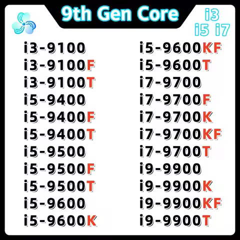 9th Gen Core Processor i7 9700 9700F 9700K 9700KF 9700T i9 9900 9900K 9900KF 9900T Socket 1151 Coffe