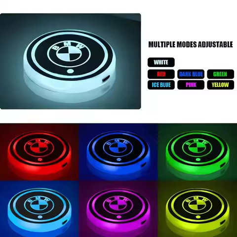 7 Color LED Car Cup Holder Light Luminous Coaster Water Cup Pad For BMW M M3 M5 M6 M2 X1 X2 X3 X5 X6