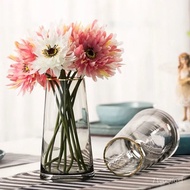🚓Light Luxury Gold Vase Internet Celebrity Transparent Glass Living Room Flower Vase Ornament Decoration Creative Simple