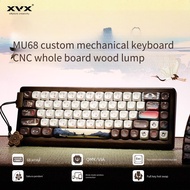 XVX MU68 Custom Mechanical Keyboard Wireless Triple Mode Bluetooth Retro Walnut Wood Gaming Esports