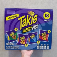 Takis Tortilla Chips Box of 18 Packs 4 Flavors (28,4g x 18)