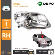 ไฟหน้า TOYOTA VIOS ปี 2003-2004 ยี่ห้อ DEPO (112-1109L-RD-E112-1109R-RD-E) งานไต้หวัน