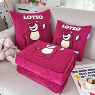 MUJI ผ้าฟลีซหนาแบบทูอินวันปะการังญี่ปุ่นพับได้2024หมอนผ้าห่มภายในรถ