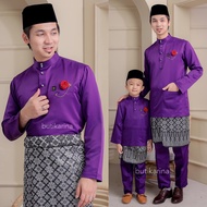 BAJU MELAYU UNGU SET AYAH ANAK PREMIUM | BAJU MELAYU RAYA DEWASA BUDAK LELAKI SEDONDON