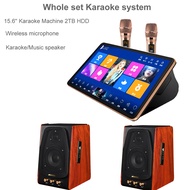 Whole set karaoke system,15.6'' Touch screen karaoke machine +Music speaker+Wireless microphone,2TB 