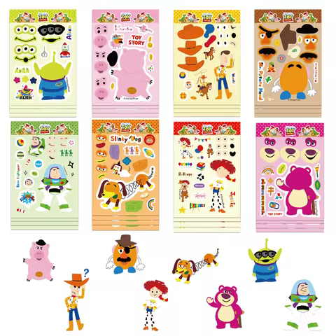 8PCS Disney Officially Licensed Woody Buzz Lightyear DIY Cartoon Stickers Character Collection Set L