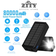 ZITY Portable Wireless Powerbank 80000mAh  Solar charging with Flashlight High Capacity Powerbank