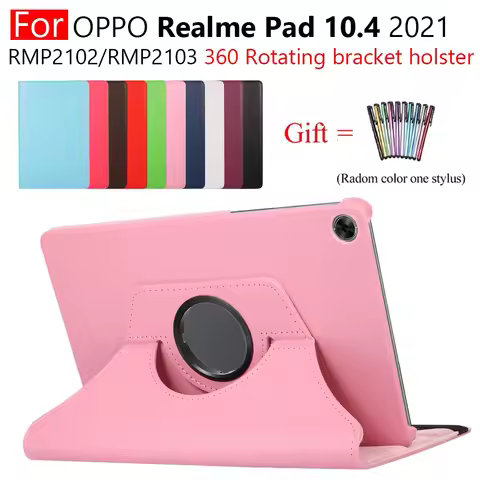 Case for OPPO Realme Pad 10.4inch 2021 Pu Leather Case Degree Rotating Stand Smart Cover Coque with 