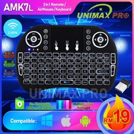 (Unimax Pro) AMK7 Backlight All in One Air Mouse Keyboard i8 MX3 Myiptv Haohd Wdhd Android Tv Box TV