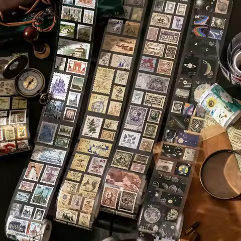 Vintage Postage Stamp Stickers for Scrapbook,Deco Paper Stickers for Bullet Journal,Botanical Fairy 