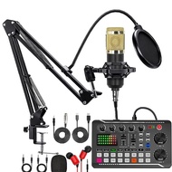 English Version F998 Live Sound Card with BM800 Condenser Microphone Set Live K Song Equipment Full 