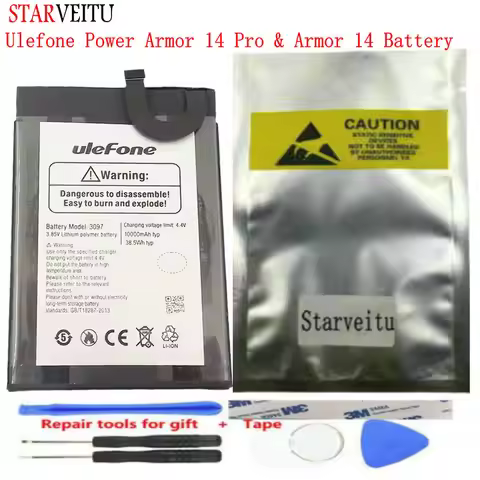Original Rugged Waterproof Battery for Ulefone Power Armor 14 Pro, 10000mAh, 6.52 "Mobile Phone Acce