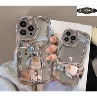 HS-091/CASE PREMIUM 3D WAVES AIR SILVER + RINGSTAND BEAR BRICK OPPO A60/F9/A1K Realme C2 /A15/A15S/A