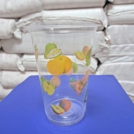 1 DUS 1000 pcs GELAS PLASTIK 16OZ BUAH SABLON PRINTING CUP 16 TEBAL TUTUP CUP LID MOTIF JUS JUICE BE