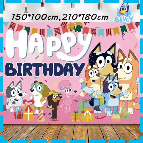 Bluey Bingo Family 210x180cm Decoration Clot Children's Birthday Party Back ground Bluey Moose Birth