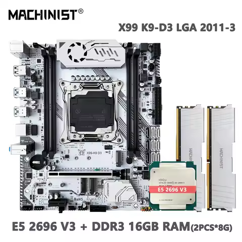 MACHINIST X99 Motherboard Combo With LGA 2011-3 Intel Xeon E5 2696 V3 CPU DDR3 16GB=2*8GB RAM Set Ki