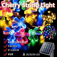 Lampu LED Raya Solar LED Cherry Blossom String Light Lampu Luar Ruang Raya Home Party Ramadan Decor