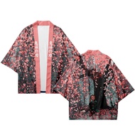 Anime Demon Slayer Kimono Zenitsu Tanjirou Cosplay Haori Tops Cardigan Casual Graphic Outerwear