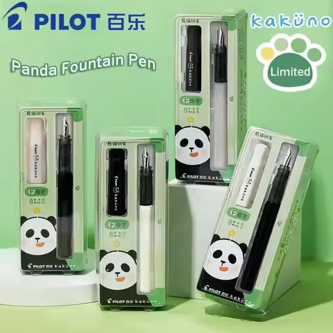 PILOT KAKUNO Limited Edition Panda Fountain Pen Smile F Tip,Replaceable Ink Bag Student Calligraphy 