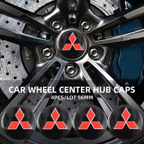 4Pcs Car Emblem Wheel Hub Center Cap Sticker Rim Badge Cover For Mitsubishi Eclipse Lancer Outlander