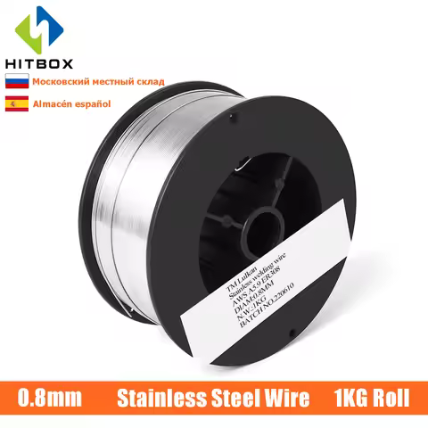 HITBOX MIG Welding Wire Flux Cored 1KG 0.8mm Self Shielded Gas-Less E71T-GS Stainless Steel Wires ER