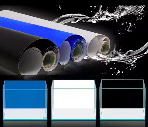 Aquarium Background Glass Sticker, Ocean Landscape Poster, Fish Tank Films, Black, White, Blue, 3 Co