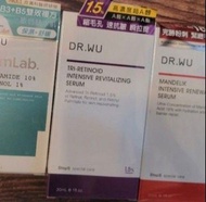 Dr. Wu 超A醇煥顏緊緻精華1.5% 30ml /  玻尿酸保濕精華化妝水(清爽型)150ML / 超逆齡肌因前導精華露150ML / 玻尿酸保濕水凝露50ML /  玻尿酸保濕精華液30ML /