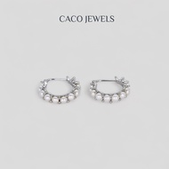 CACO Freshwater Pearl Huggies Earrings 925 Sterling Silver "Silver Moon" (1 Pair)