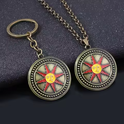 Dark Souls Sun Knight Shield Keychain High Quality Vintage Metal Keyring torque Men Car Accessories 