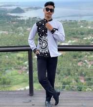 gamis couple pasangan gamis syarii terbaru 2022. gamis motif matahari couple pasangan