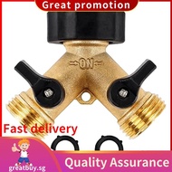 Garden Hose Splitter 2 Way Heavy Duty Brass Connector Tap Splitter Y Splitter 2 Valves with 2 Extra 