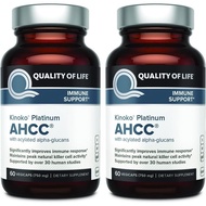 Quality of Life AHCC Kinoko Platinum 750 mg – Premium Immune Support Supplement - Pack of 2, 60 Coun