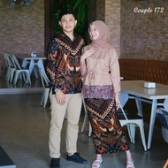 Baju BAtik Couple Muslim 172 / Batik Solo Modern / Batik Keluarga
