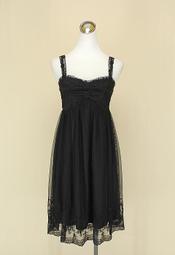 貞新二手 0918日本專櫃 黑色雕花平口無袖蕾絲牛奶絲洋裝F號(14590)