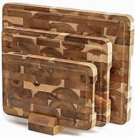 Premium Chopping Board - Set of 3 Acacia Wood Chopping Boards 2.5 cm Thick with Juice Groove, Non-Sl