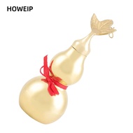 HOWEIP Brass Gourd, Open Cover Brass Feng Shui Gourd, Statues With Leaf Smooth Surface Wu Lou Gourd 