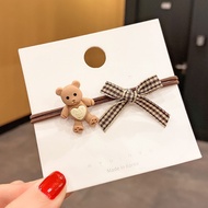 ikat rambut pita karakter beruang japanese style bear hair ring 925 - bear pita cklat