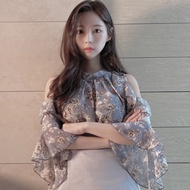 IB0031 NF888 Modern Korean Style Women's Blouse with Unique Women's Top Motif Creambiru