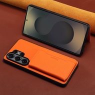 Casing for Samsung S26 Ultra Strong Magnetic Luxury Business Faux Leather Case for A17/ZFold7 Card P